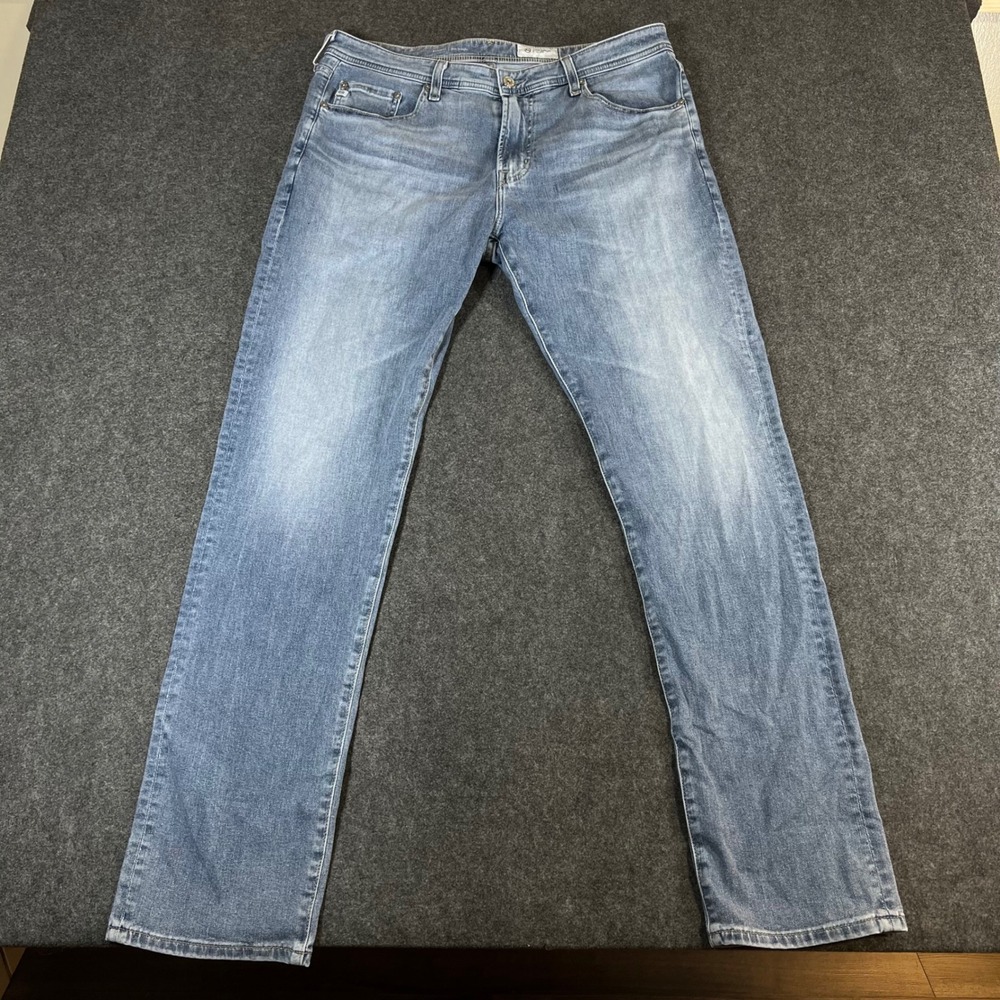 AG Adriano Goldschmied Everett Slim Straight Jeans Blue Light Wash Mens 36x32